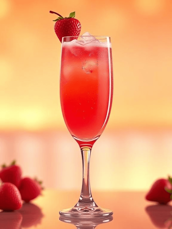 Strawberry Sunrise Mimosa drink